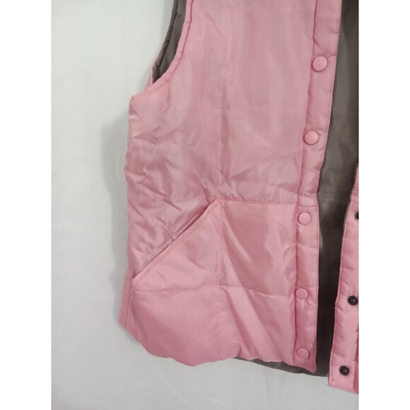Pink‎ And Gray Womens Vest Medium Reversible snap - Picture 6 of 7